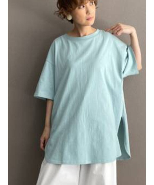 BEARDSLEY(ビアズリー)の「配色ステッチT(Tシャツ/カットソー・レディース・ライトグレー/サックスブルー・FREE)」の1枚目の写真