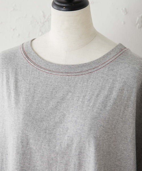 BEARDSLEY(ビアズリー)の「配色ステッチT(Tシャツ/カットソー・レディース・ライトグレー/サックスブルー・FREE)」の6枚目の写真