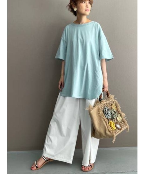 BEARDSLEY(ビアズリー)の「配色ステッチT(Tシャツ/カットソー・レディース・ライトグレー/サックスブルー・FREE)」の10枚目の写真