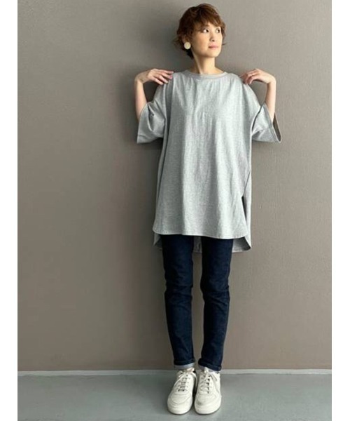 BEARDSLEY(ビアズリー)の「配色ステッチT(Tシャツ/カットソー・レディース・ライトグレー/サックスブルー・FREE)」の14枚目の写真