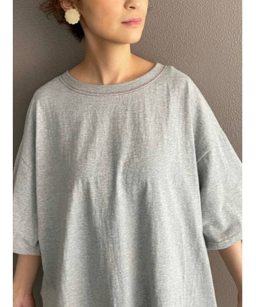 BEARDSLEY(ビアズリー)の「配色ステッチT(Tシャツ/カットソー・レディース・ライトグレー/サックスブルー・FREE)」の22枚目の写真