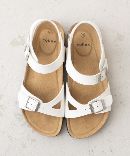 collex（コレックス）の「バックルフットベッドサンダル（サンダル・レディース・ブラック/ホワイト・L/M）」の2枚目の写真