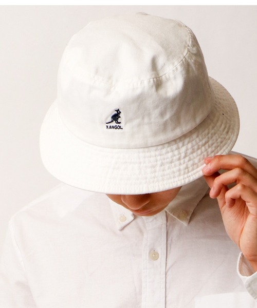 KANGOL（カンゴール）の「Washed Bucket ウォッシュドバケットハット（ハット・メンズ・ベージュ/ダークグリーン/ネイビー/ブラック/ホワイト/カーキ/ホワイト系その他・M/L/XL）」の2枚目の写真