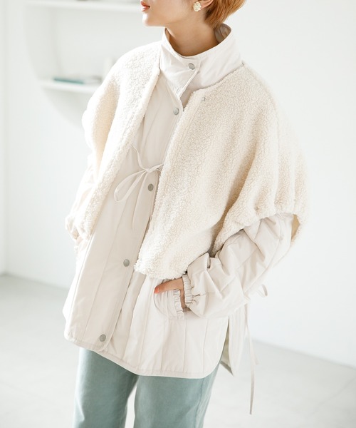 SLURR（スラ―）の「3wayボアミックスブルゾン（ブルゾン・レディース・アイボリー/ベージュ・FREE）」の2枚目の写真