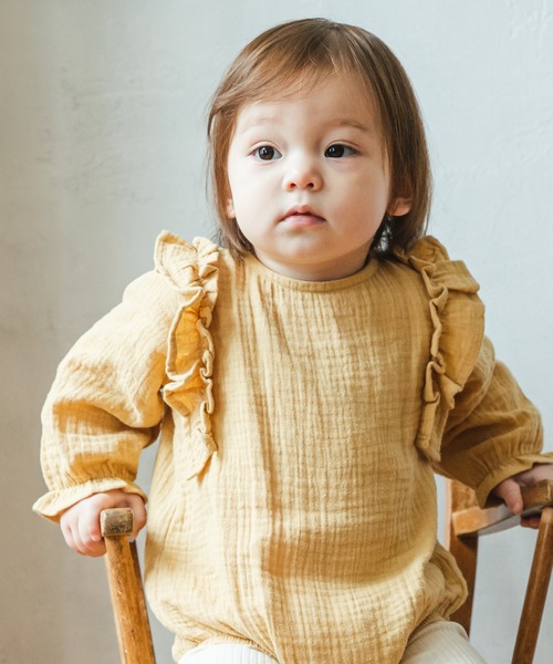 pairmanon（ペアマノン）の「【ベビー】フロントフリル長袖ロンパース（ロンパース・キッズ・ブルー/ライトグリーン/モスグリーン/モカ/ホワイト系その他/ベージュ系その他/ライトイエロー/オレンジ系その他/ブルーグリーン/グレイッシュベージュ/サーモンピンク/ホワイト系その他2/ホワイト系その他7/グレー系その他5/ベージュ系その他2/ベージュ系その他6/ベージュ系その他7/ブルー系その他2/ブルー系その他3・80/70）」の18枚目の写真