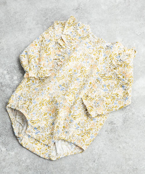 pairmanon（ペアマノン）の「【ベビー】フロントフリル長袖ロンパース（ロンパース・キッズ・ブルー/ライトグリーン/モスグリーン/モカ/ホワイト系その他/ベージュ系その他/ライトイエロー/オレンジ系その他/ブルーグリーン/グレイッシュベージュ/サーモンピンク/ホワイト系その他2/ホワイト系その他7/グレー系その他5/ベージュ系その他2/ベージュ系その他6/ベージュ系その他7/ブルー系その他2/ブルー系その他3・80/70）」の3枚目の写真