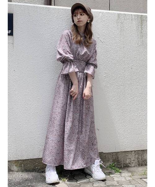 dazzlin（ダズリン）の「FIGFLOWERパイピングワンピース（ワンピース・レディース・パープル/ブラウン/イエロー・FREE）」の6枚目の写真