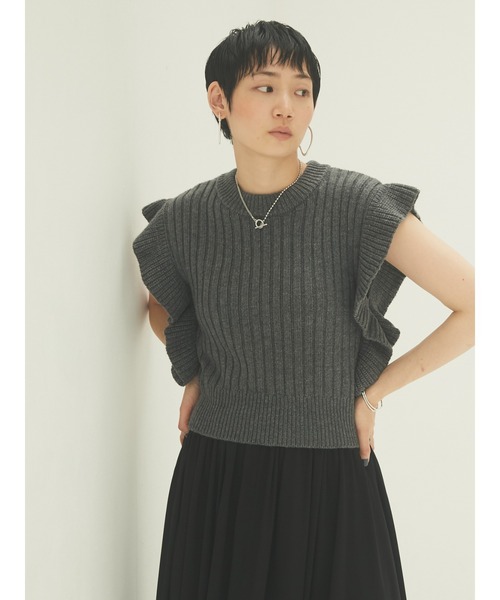 armonia(アルモニーア)の「armonia・フリルニットセットワンピース*(ワンピース・レディース・グレー/カーキ・FREE)」の4枚目の写真