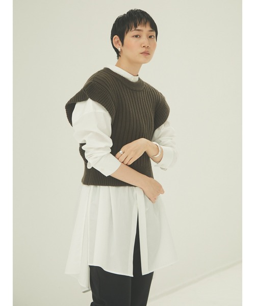 armonia(アルモニーア)の「armonia・フリルニットセットワンピース*(ワンピース・レディース・グレー/カーキ・FREE)」の6枚目の写真