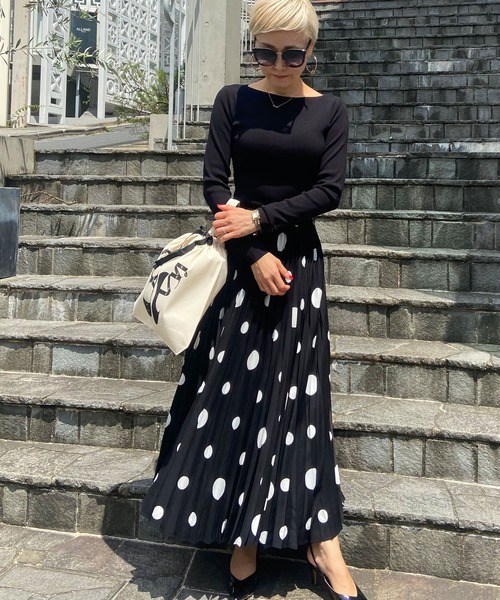 JENNE(ジェンヌ)の「ランダムドットプリーツスカート(スカート・レディース・ホワイト/ブラック・SMALL/MEDIUM/LARGE/X-LARGE)」の9枚目の写真