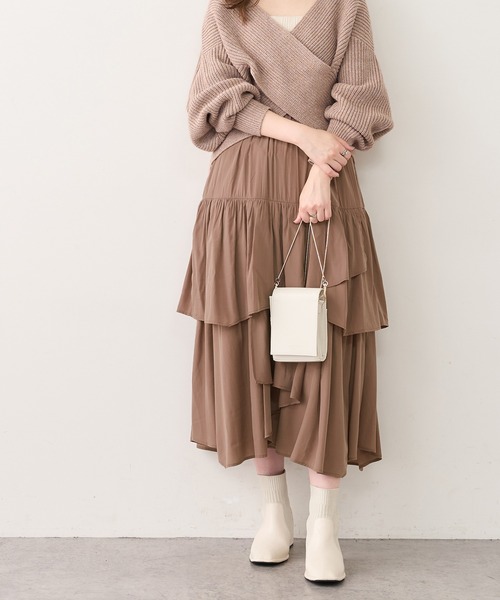 natural couture(ナチュラルクチュール)の「ランダムティアードおしゃれスカート(スカート・レディース・ブラック/アイボリー/モカ・FREE)」の11枚目の写真