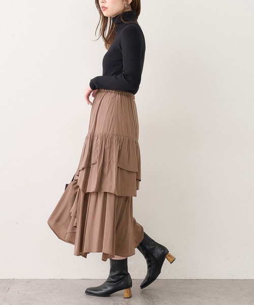 natural couture(ナチュラルクチュール)の「ランダムティアードおしゃれスカート(スカート・レディース・ブラック/アイボリー/モカ・FREE)」の20枚目の写真