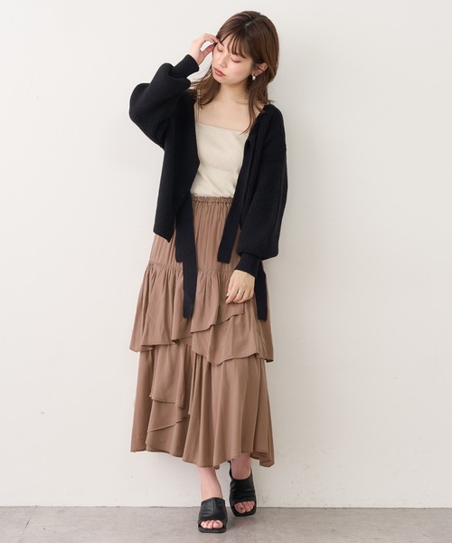 natural couture(ナチュラルクチュール)の「ランダムティアードおしゃれスカート(スカート・レディース・ブラック/アイボリー/モカ・FREE)」の17枚目の写真