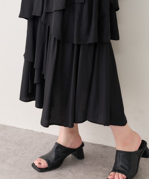 natural couture(ナチュラルクチュール)の「ランダムティアードおしゃれスカート(スカート・レディース・ブラック/アイボリー/モカ・FREE)」の21枚目の写真
