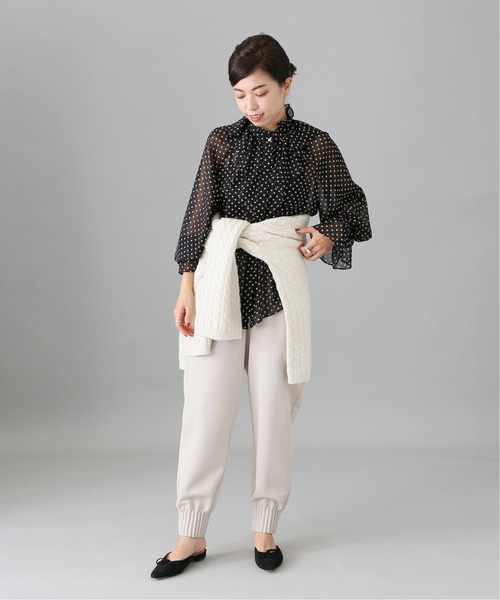 未使用イエナIENA⭐︎ドット柄フリル付き長袖シャツレースぺプラム定価¥20900 未使用イエナIENA⭐︎ドット柄フリル付き長袖シャツレースぺ