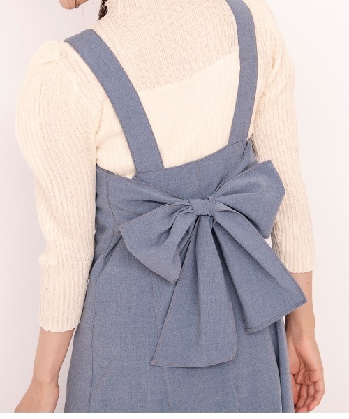 WILLSELECTION（ウィルセレクション）の「配色ステッチバックリボンジャンパースカート（ジャンパースカート・レディース・カーキ/ベージュ/ネイビー・MEDIUM）」の15枚目の写真