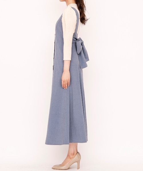 WILLSELECTION（ウィルセレクション）の「配色ステッチバックリボンジャンパースカート（ジャンパースカート・レディース・カーキ/ベージュ/ネイビー・MEDIUM）」の12枚目の写真