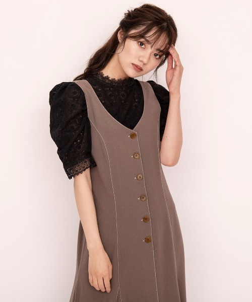 WILLSELECTION（ウィルセレクション）の「配色ステッチバックリボンジャンパースカート（ジャンパースカート・レディース・カーキ/ベージュ/ネイビー・MEDIUM）」の20枚目の写真