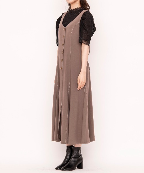 WILLSELECTION（ウィルセレクション）の「配色ステッチバックリボンジャンパースカート（ジャンパースカート・レディース・カーキ/ベージュ/ネイビー・MEDIUM）」の21枚目の写真