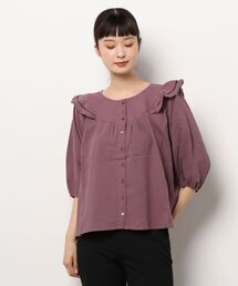 Samansa Mos2 | バイカラーレースフリルブラウス(シャツ/ブラウス)