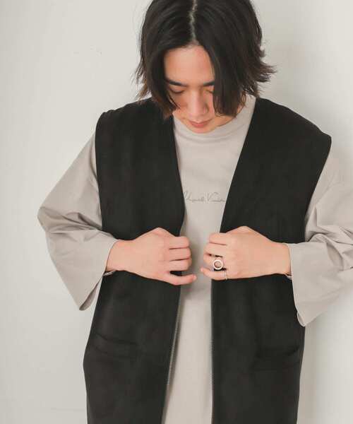 SENSE OF PLACE by URBAN RESEARCH(センスオブプレイスバイアーバンリサーチ)の「エコスエードベスト(その他アウター・メンズ・ブラック/ライトベージュ・MEDIUM/LARGE)」の6枚目の写真