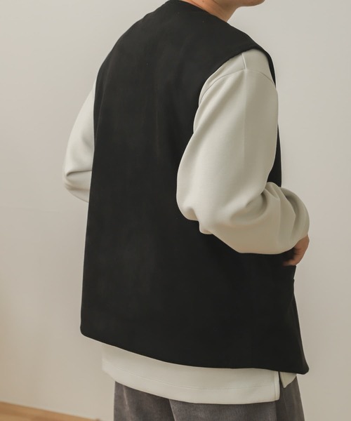 SENSE OF PLACE by URBAN RESEARCH(センスオブプレイスバイアーバンリサーチ)の「エコスエードベスト(その他アウター・メンズ・ブラック/ライトベージュ・MEDIUM/LARGE)」の9枚目の写真