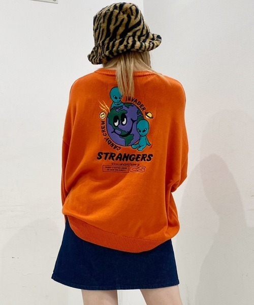 Candy Stripper（キャンディストリッパー）の「PLEASANT INVADER ニット（ニット/セーター・レディース・ブラック/オレンジ/パープル・2）」の3枚目の写真