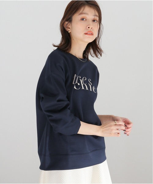 La TOTALITE（ラトータリテ）の「ロゴプリントプルオーバー【手洗い可能】（Tシャツ/カットソー・レディース・ネイビー/ベージュ・FREE）」の2枚目の写真