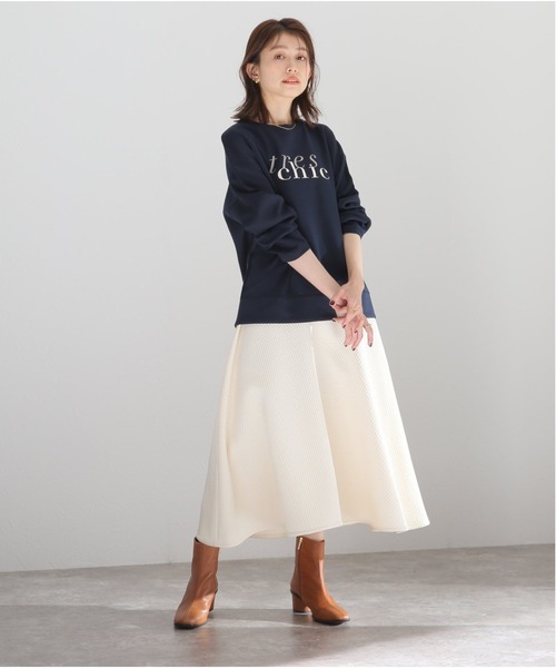 La TOTALITE（ラトータリテ）の「ロゴプリントプルオーバー【手洗い可能】（Tシャツ/カットソー・レディース・ネイビー/ベージュ・FREE）」の14枚目の写真