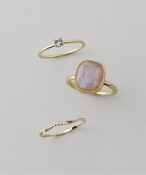 ANEMONE（アネモネ）の「マーブルカラープレートリング[3本セット]（リング・レディース・グレー/オレンジ/ホワイト・FREE）」の4枚目の写真