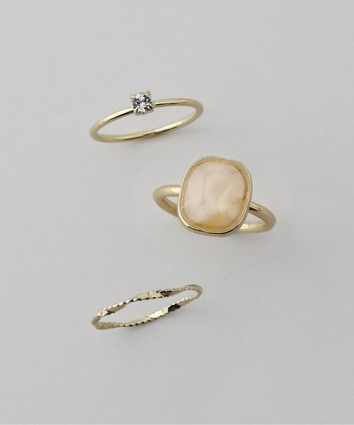 ANEMONE（アネモネ）の「マーブルカラープレートリング[3本セット]（リング・レディース・グレー/オレンジ/ホワイト・FREE）」の5枚目の写真