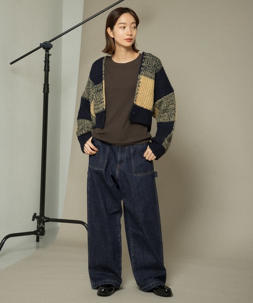 KBF（ケイビーエフ）の「BIGチェックショートカーディガン（カーディガン/ボレロ・レディース・ブルー系その他/ベージュ系その他/パープル系その他・ONE）」の12枚目の写真