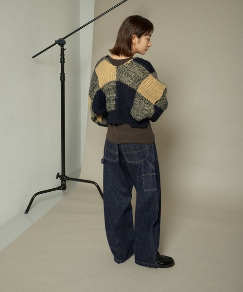 KBF（ケイビーエフ）の「BIGチェックショートカーディガン（カーディガン/ボレロ・レディース・ブルー系その他/ベージュ系その他/パープル系その他・ONE）」の9枚目の写真