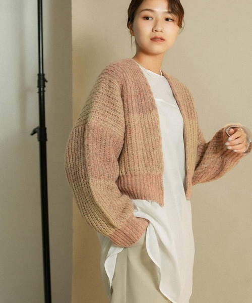 KBF（ケイビーエフ）の「BIGチェックショートカーディガン（カーディガン/ボレロ・レディース・ブルー系その他/ベージュ系その他/パープル系その他・ONE）」の19枚目の写真