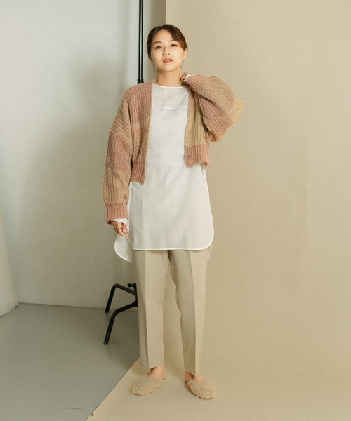 KBF（ケイビーエフ）の「BIGチェックショートカーディガン（カーディガン/ボレロ・レディース・ブルー系その他/ベージュ系その他/パープル系その他・ONE）」の6枚目の写真