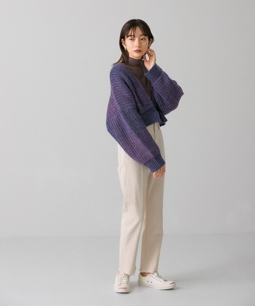 KBF（ケイビーエフ）の「BIGチェックショートカーディガン（カーディガン/ボレロ・レディース・ブルー系その他/ベージュ系その他/パープル系その他・ONE）」の11枚目の写真