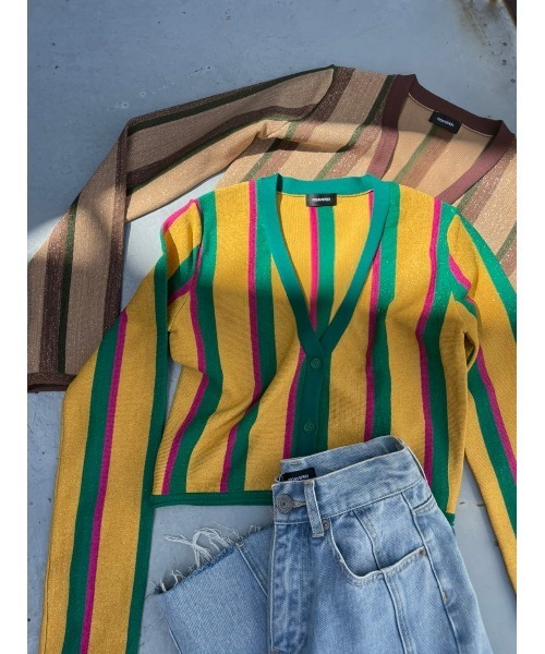 FIG&VIPER(フィグアンドバイパー)の「ラメストライプニットTOP(ニット/セーター・レディース・ベージュ/オレンジ・FREE)」の9枚目の写真