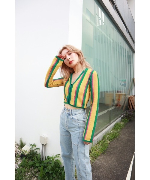 FIG&VIPER(フィグアンドバイパー)の「ラメストライプニットTOP(ニット/セーター・レディース・ベージュ/オレンジ・FREE)」の8枚目の写真