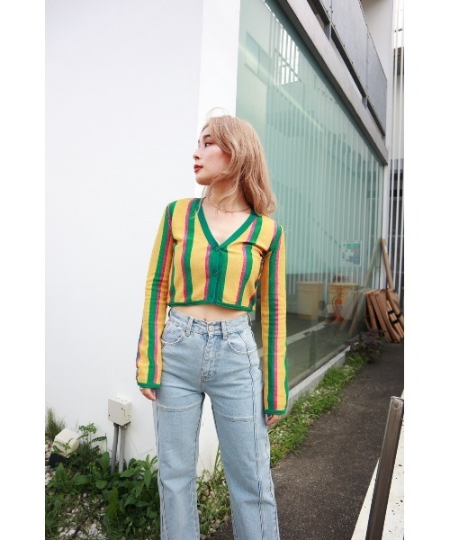 FIG&VIPER(フィグアンドバイパー)の「ラメストライプニットTOP(ニット/セーター・レディース・ベージュ/オレンジ・FREE)」の6枚目の写真