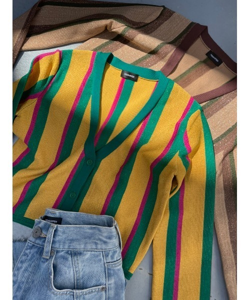 FIG&VIPER(フィグアンドバイパー)の「ラメストライプニットTOP(ニット/セーター・レディース・ベージュ/オレンジ・FREE)」の3枚目の写真