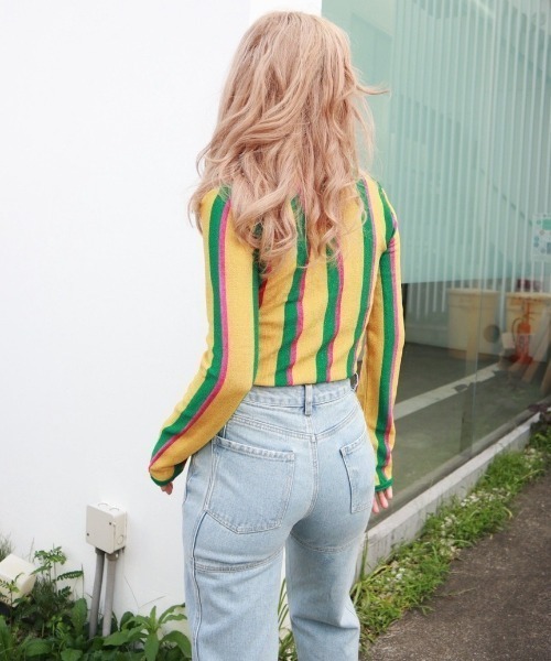 FIG&VIPER(フィグアンドバイパー)の「ラメストライプニットTOP(ニット/セーター・レディース・ベージュ/オレンジ・FREE)」の14枚目の写真