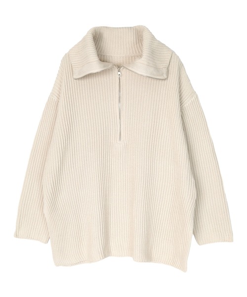 UR'S(ユアーズ)の「ハーフジップニットプルオーバー(ニット/セーター・レディース・モカ/アイボリー/ブルー・S/M/L)」の10枚目の写真