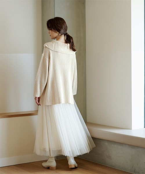 UR'S(ユアーズ)の「ハーフジップニットプルオーバー(ニット/セーター・レディース・モカ/アイボリー/ブルー・S/M/L)」の13枚目の写真