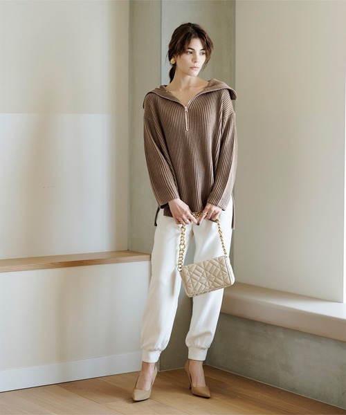 UR'S(ユアーズ)の「ハーフジップニットプルオーバー(ニット/セーター・レディース・モカ/アイボリー/ブルー・S/M/L)」の16枚目の写真