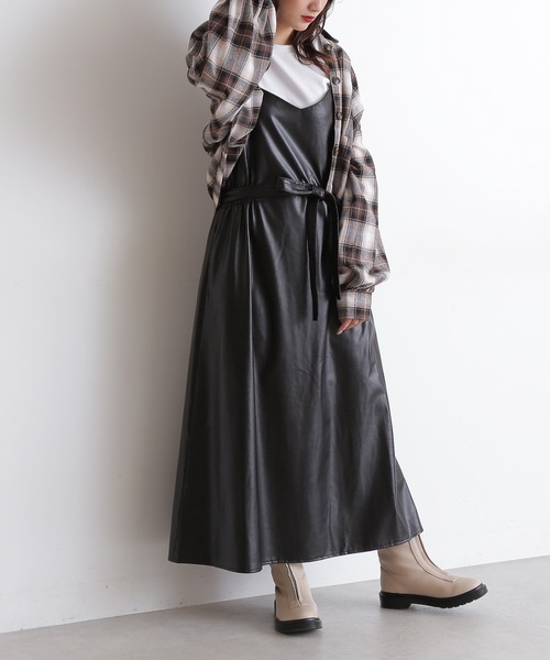 セール フェイクレザーキャミワンピース ワンピース Free S Mart フリーズマート のファッション通販 Zozotown