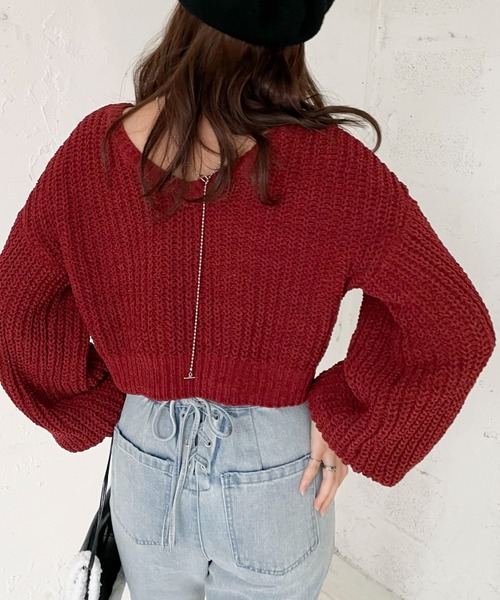 EPIMI E'PIMMY（エピミエピミー）の「前後2wayモールニットプルオーバー（ニット/セーター・レディース・ブラック/エンジ/ベージュ/オフホワイト/ブルー・MEDIUM）」の5枚目の写真