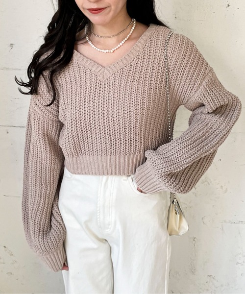 EPIMI E'PIMMY（エピミエピミー）の「前後2wayモールニットプルオーバー（ニット/セーター・レディース・ブラック/エンジ/ベージュ/オフホワイト/ブルー・MEDIUM）」の3枚目の写真