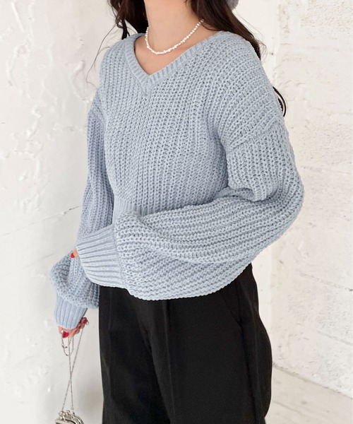 EPIMI E'PIMMY（エピミエピミー）の「前後2wayモールニットプルオーバー（ニット/セーター・レディース・ブラック/エンジ/ベージュ/オフホワイト/ブルー・MEDIUM）」の4枚目の写真