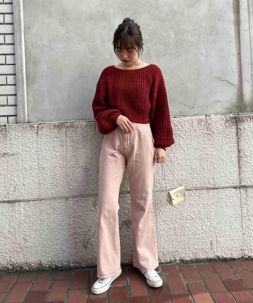 EPIMI E'PIMMY（エピミエピミー）の「前後2wayモールニットプルオーバー（ニット/セーター・レディース・ブラック/エンジ/ベージュ/オフホワイト/ブルー・MEDIUM）」の21枚目の写真