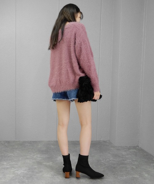 minia(ミニア)の「木目調ヒールニットブーツ ◆(ブーツ・レディース・ブラック/モカ・LL/S/L/M)」の9枚目の写真